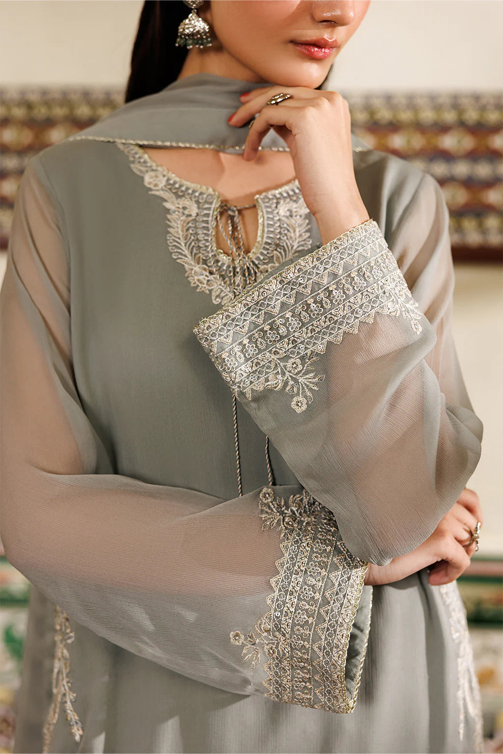 CC-91 Plain Chiffon - Luxury Pakistani Suit - Pre-Order - View 4