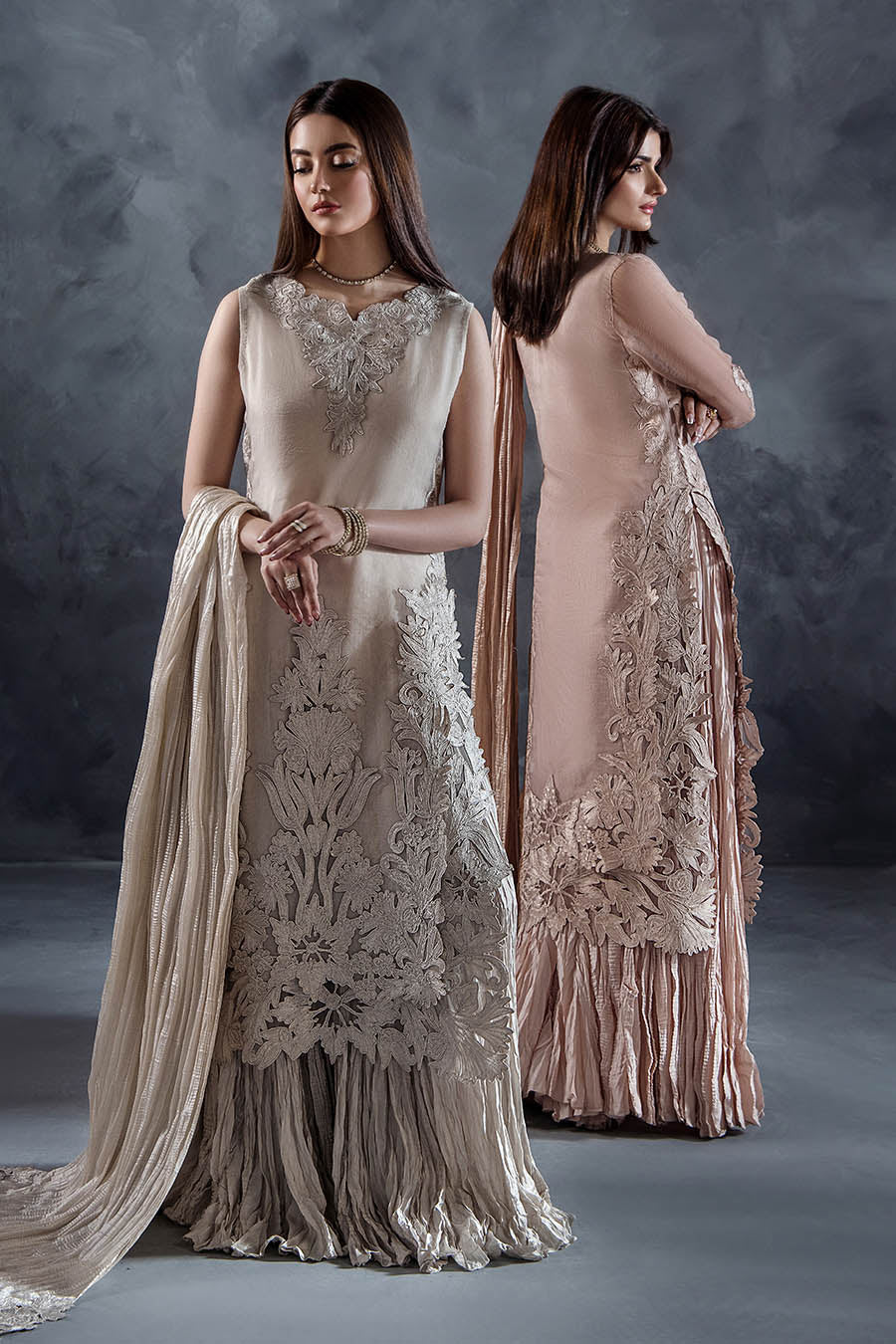 Pastel Pink light Grey Soft Glam Perfect Pastel Season Luxury Party Wear