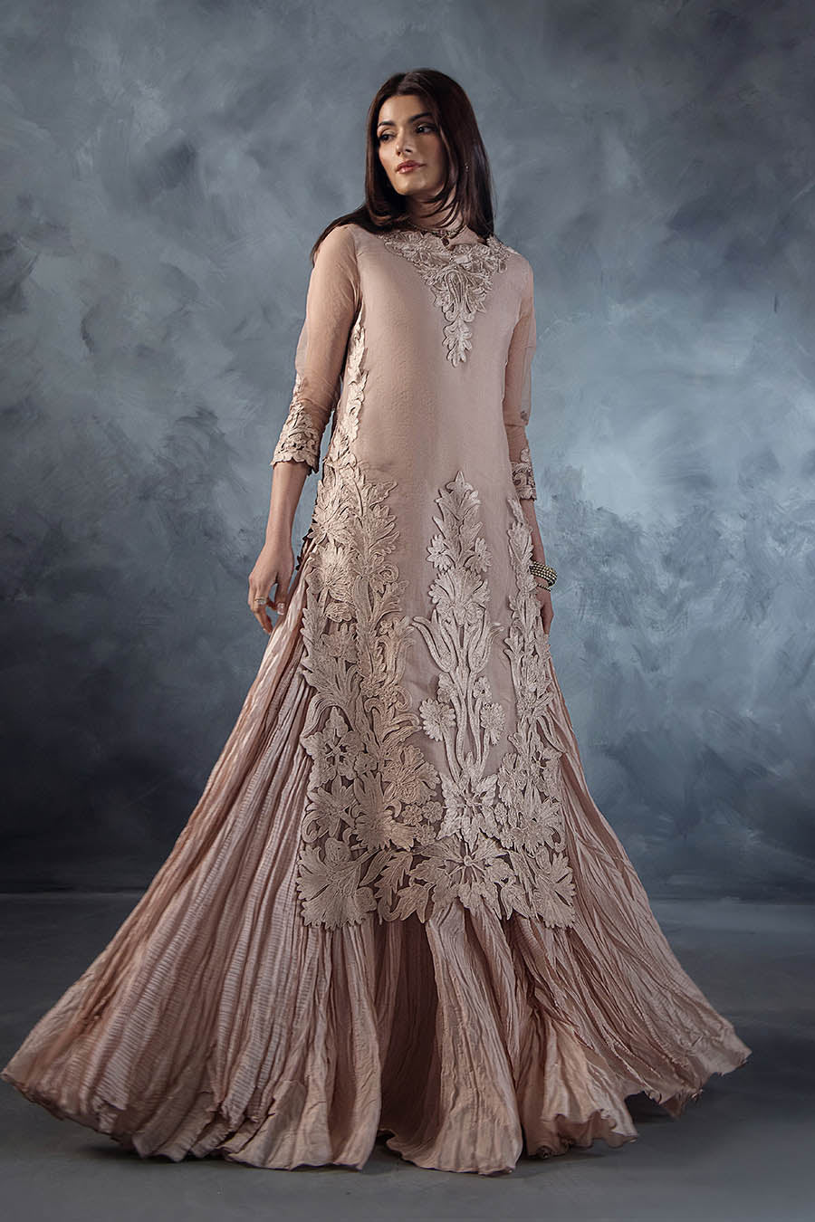 Pastel Pink light Grey Soft Glam Perfect Pastel Season Luxury Party Wear