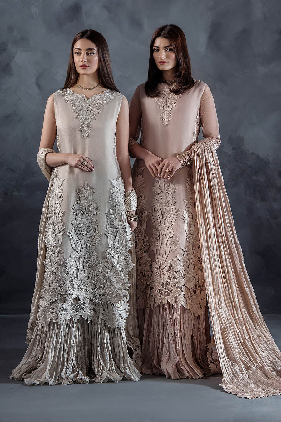 Pastel Pink light Grey Soft Glam Perfect Pastel Season Luxury Party Wear