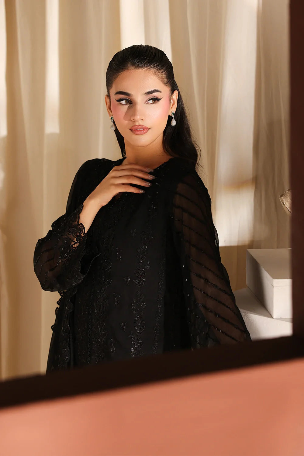 Black Pearl - Luxury Chiffon Pakistani Suit - Pre-Order - View 2