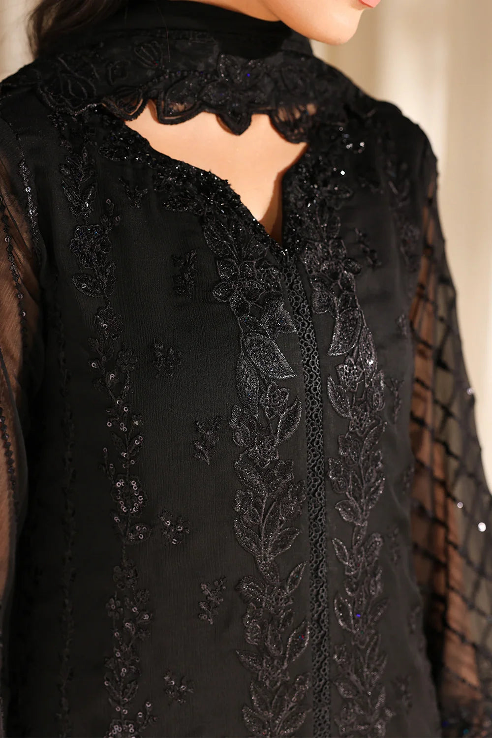 Black Pearl - Luxury Chiffon Pakistani Suit - Pre-Order - View 5