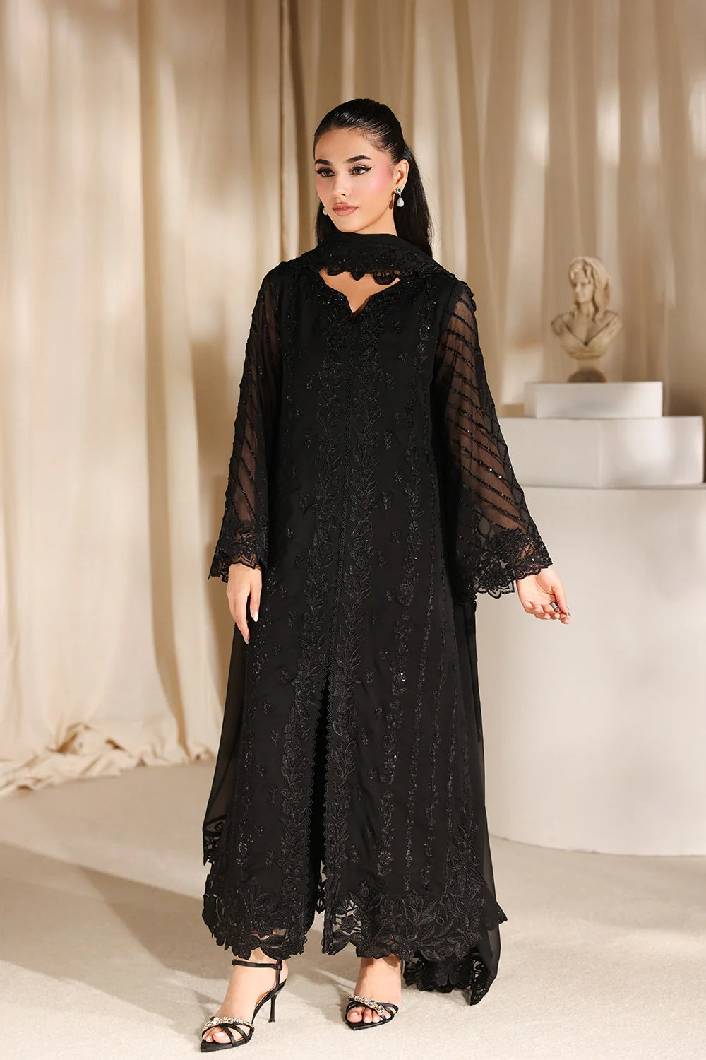 Black Pearl - Luxury Chiffon Pakistani Suit - Pre-Order - View 6