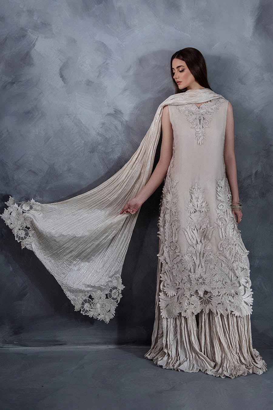 Pastel Pink light Grey Soft Glam Perfect Pastel Season Luxury Party Wear