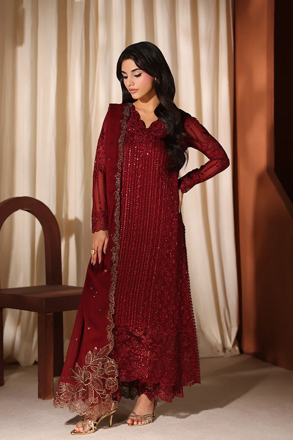 Cherry Blossom - Luxury Chiffon Pakistani Suit - Pre-Order - View 10