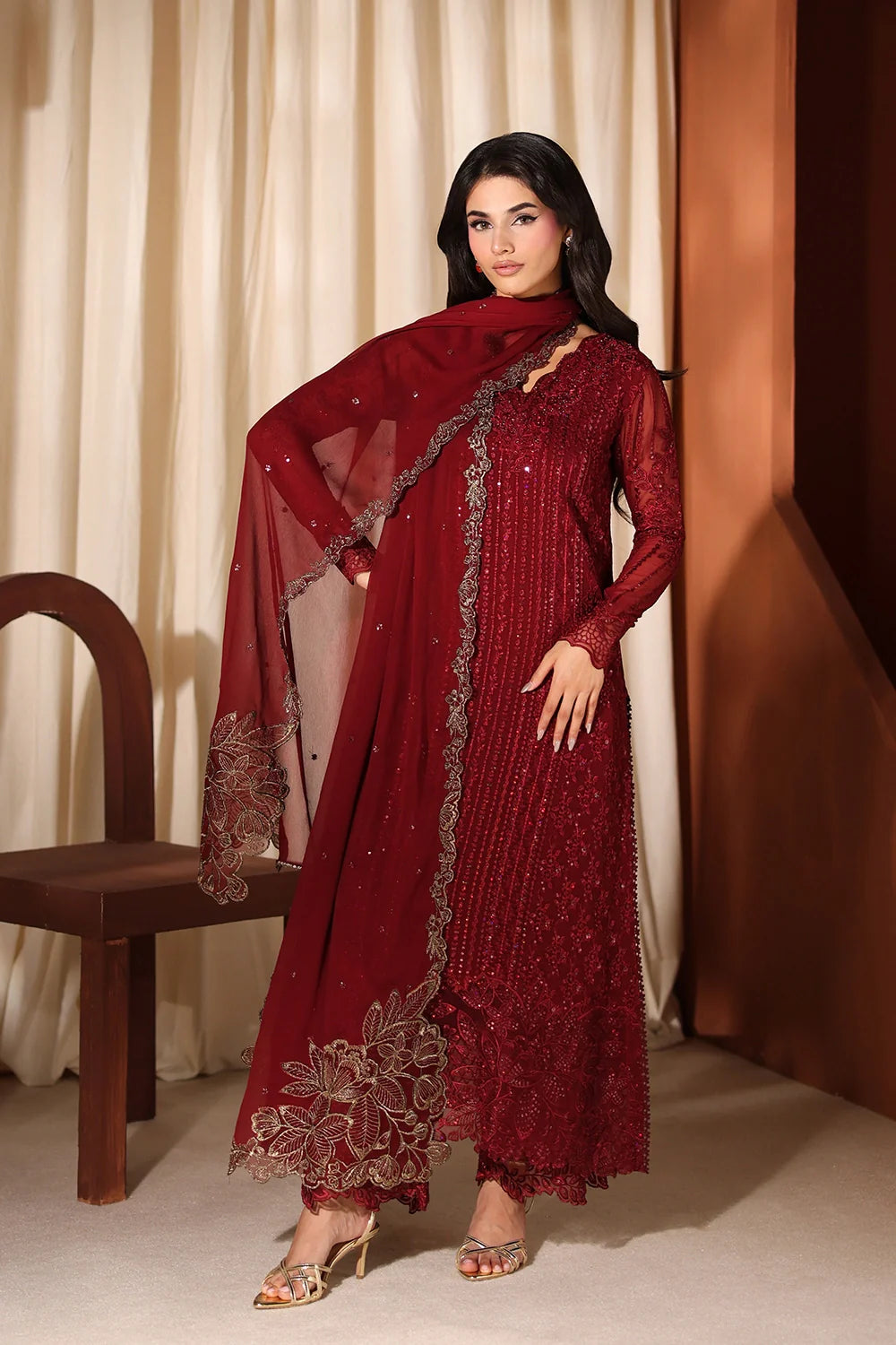 Cherry Blossom - Luxury Chiffon Pakistani Suit - Pre-Order - View 11