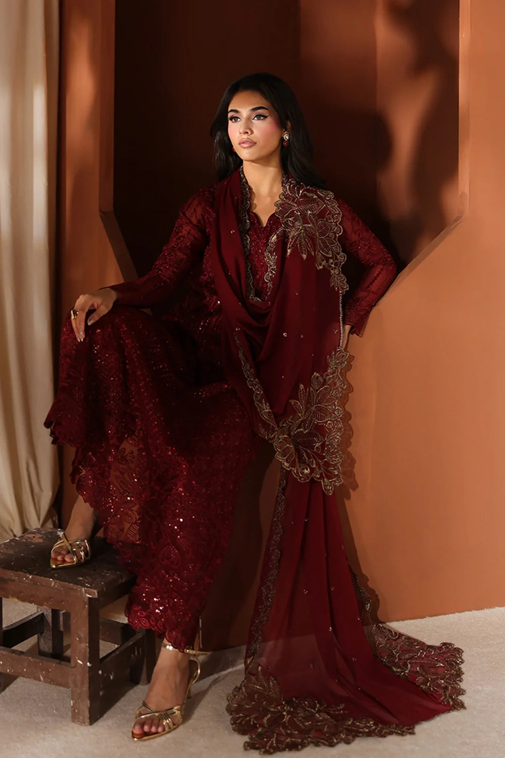 Cherry Blossom - Luxury Chiffon Pakistani Suit - Pre-Order - View 4