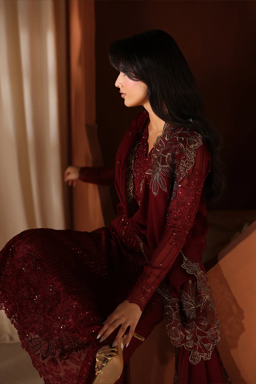 Cherry Blossom - Luxury Chiffon Pakistani Suit - Pre-Order - View 5