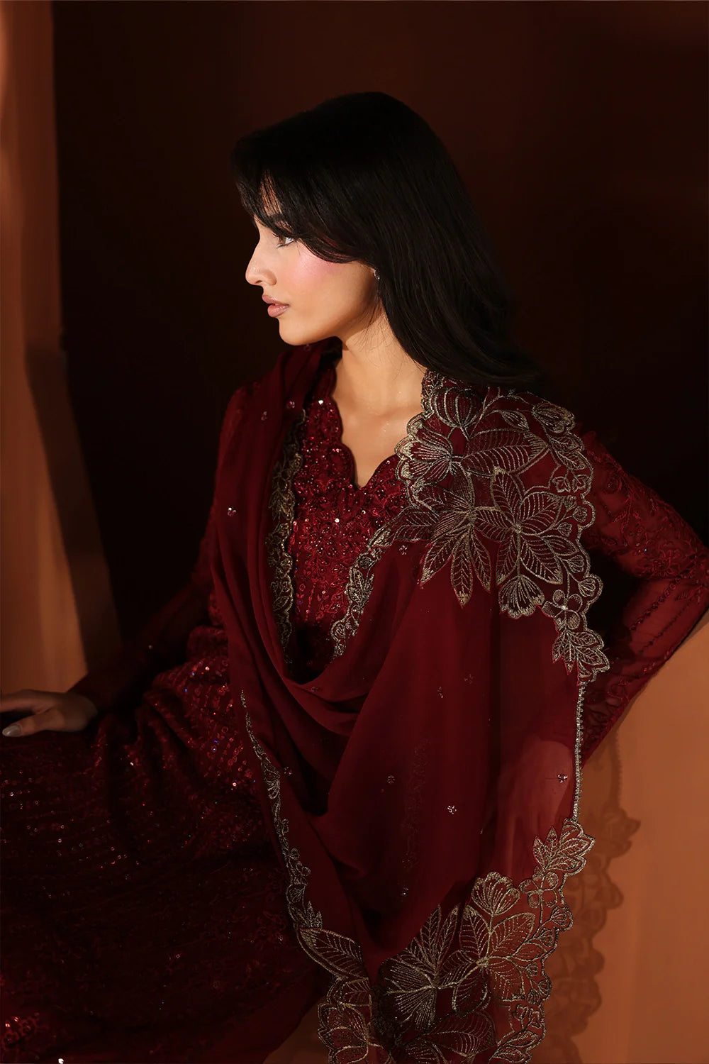 Cherry Blossom - Luxury Chiffon Pakistani Suit - Pre-Order - View 6