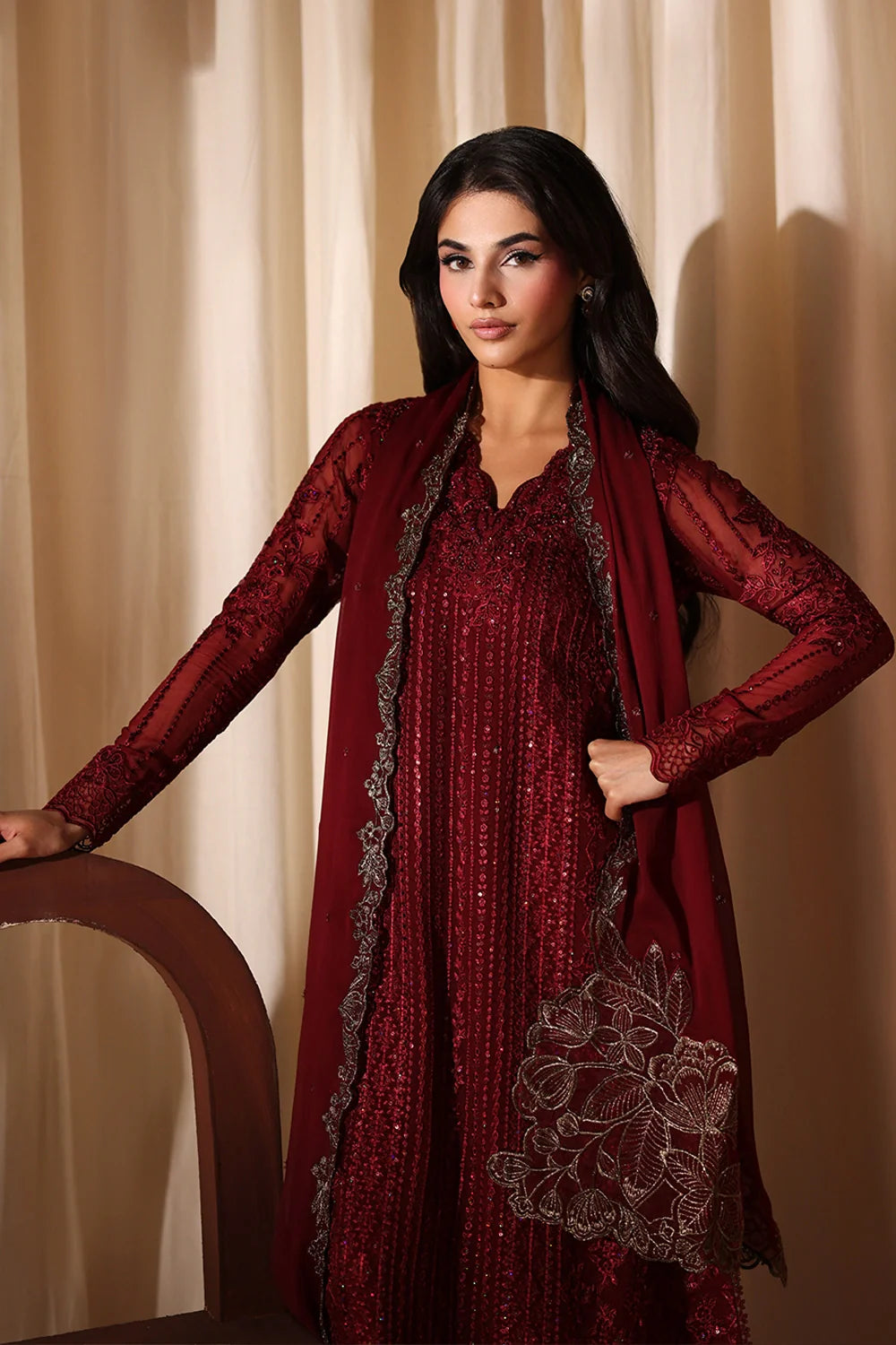 Cherry Blossom - Luxury Chiffon Pakistani Suit - Pre-Order - View 7
