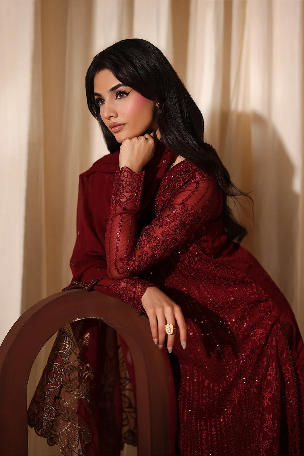 Cherry Blossom - Luxury Chiffon Pakistani Suit - Pre-Order - View 8