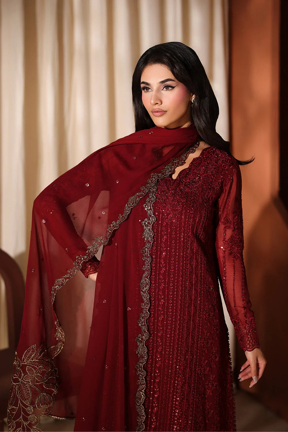 Cherry Blossom - Luxury Chiffon Pakistani Suit - Pre-Order - View 9