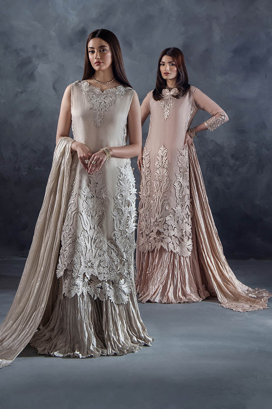 Pastel Pink light Grey Soft Glam Perfect Pastel Season Luxury Party Wear