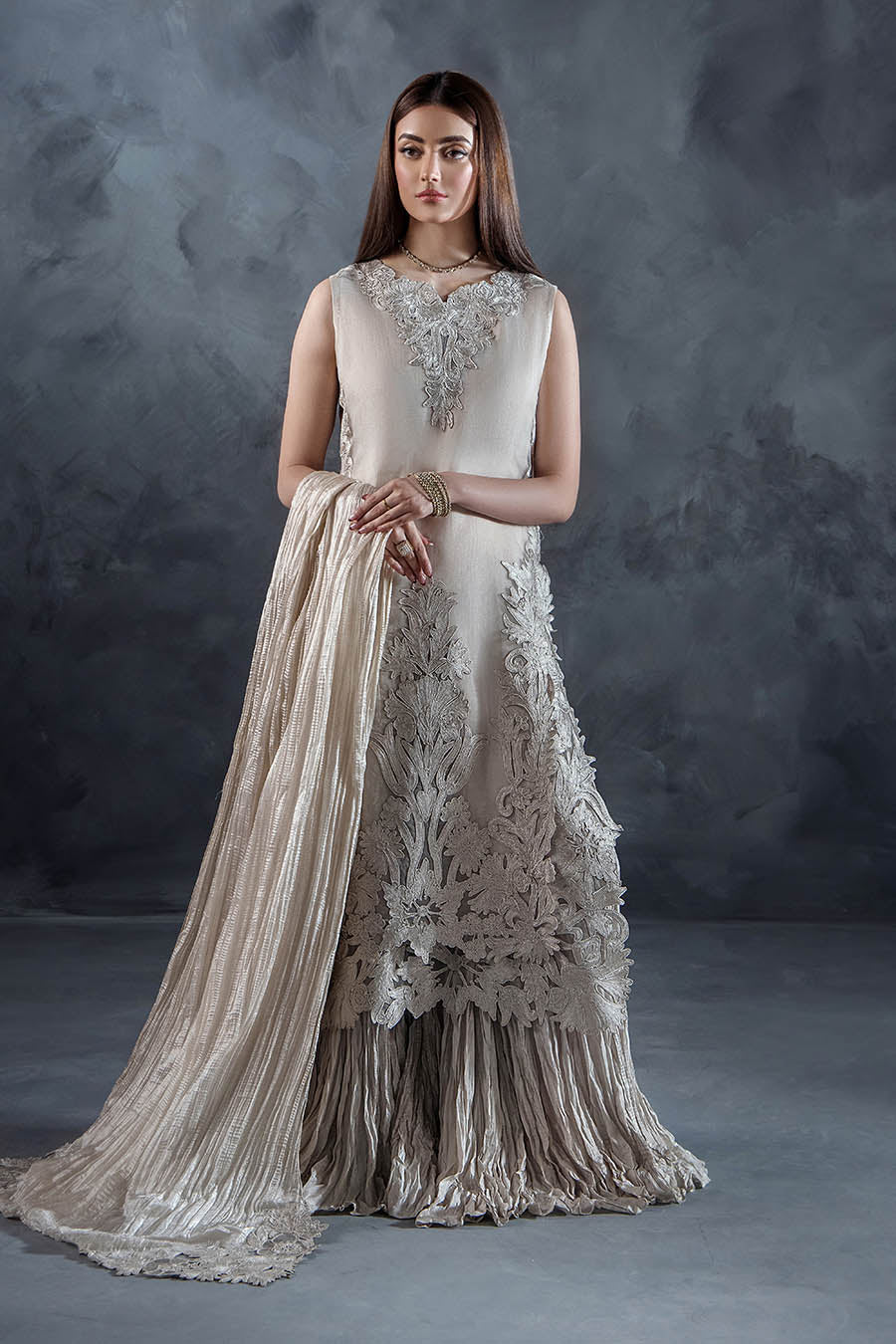 Pastel Pink light Grey Soft Glam Perfect Pastel Season Luxury Party Wear