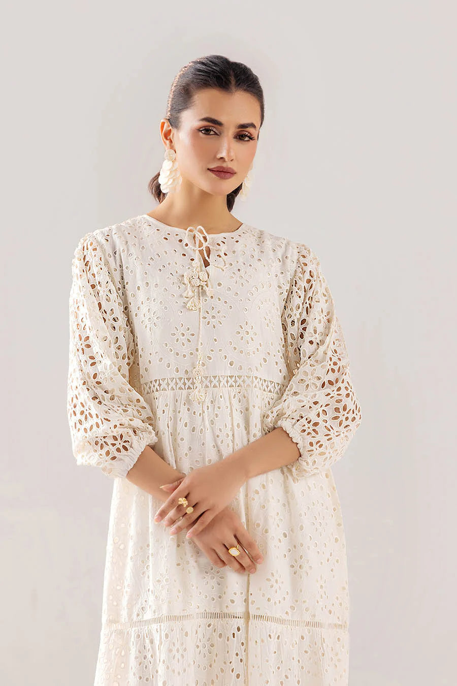 F-190 - Luxury Shirt: Cotton Chikan Pakistani Suit - Pre-Order - View 5