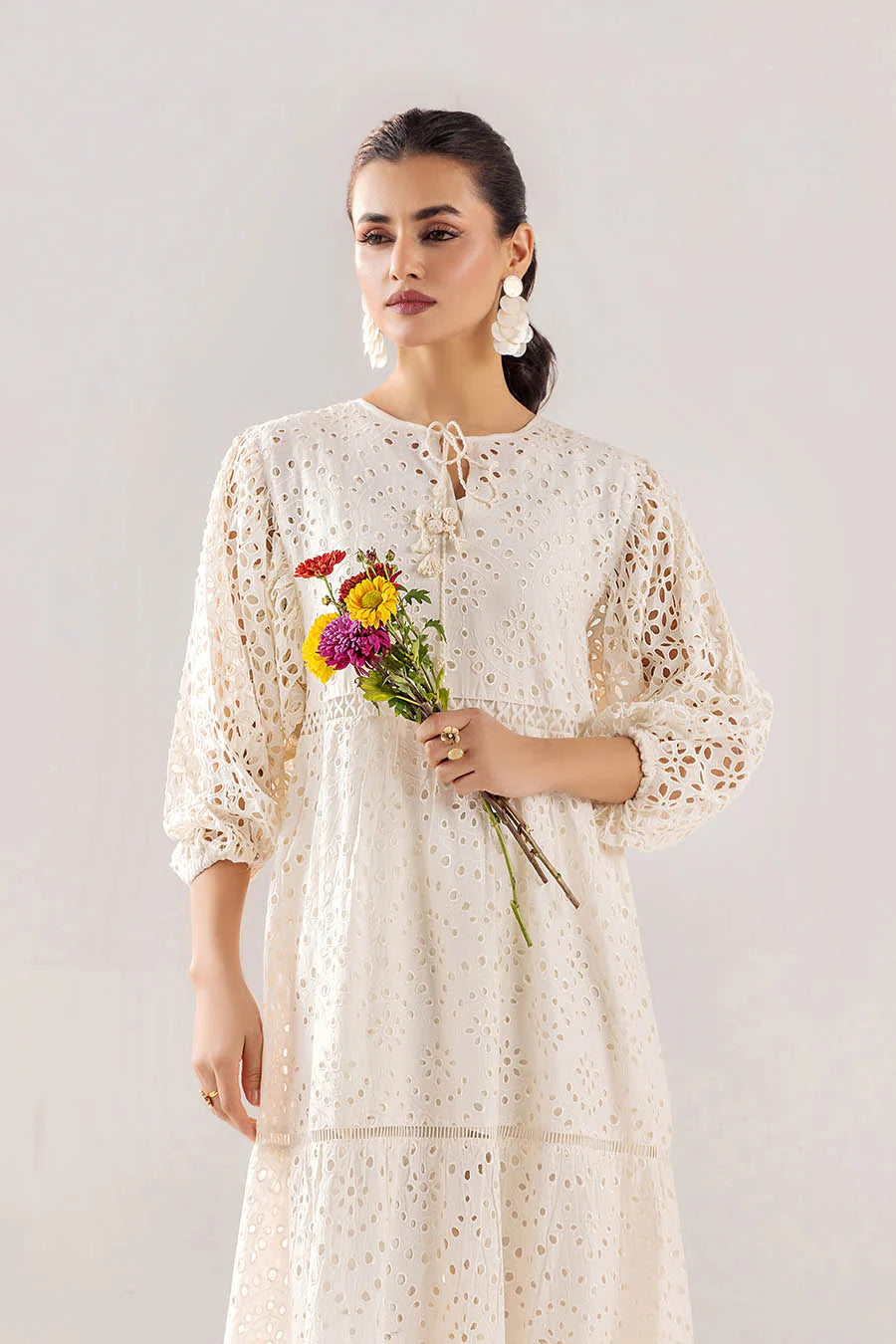 F-190 - Luxury Shirt: Cotton Chikan Pakistani Suit - Pre-Order - View 7