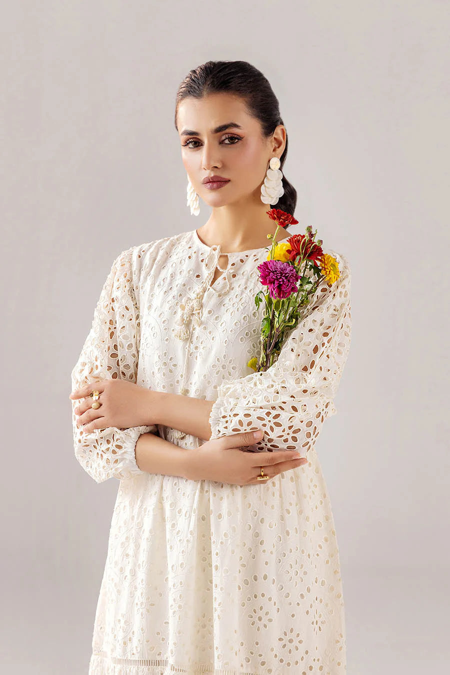 F-190 - Luxury Shirt: Cotton Chikan Pakistani Suit - Pre-Order - View 9