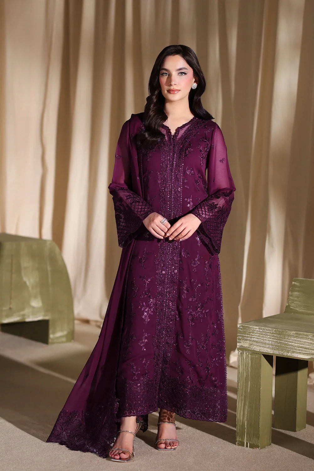 Garnelle - Luxury Chiffon Pakistani Suit - Pre-Order - View 1