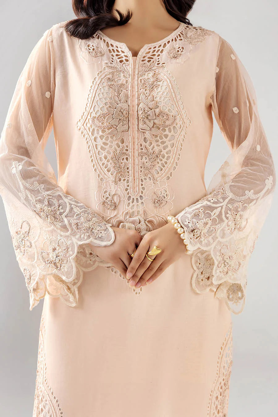 Soft pastel hues, delicate embroidery, and timeless elegance 3pcs Outfit Party wear Light Pink /Grey (PRE ORDER)