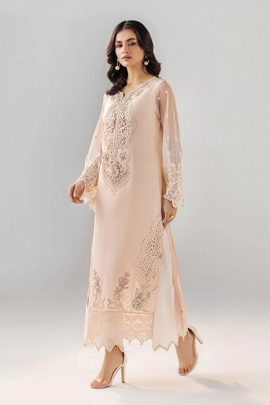 Soft pastel hues, delicate embroidery, and timeless elegance 3pcs Outfit Party wear Light Pink /Grey (PRE ORDER)