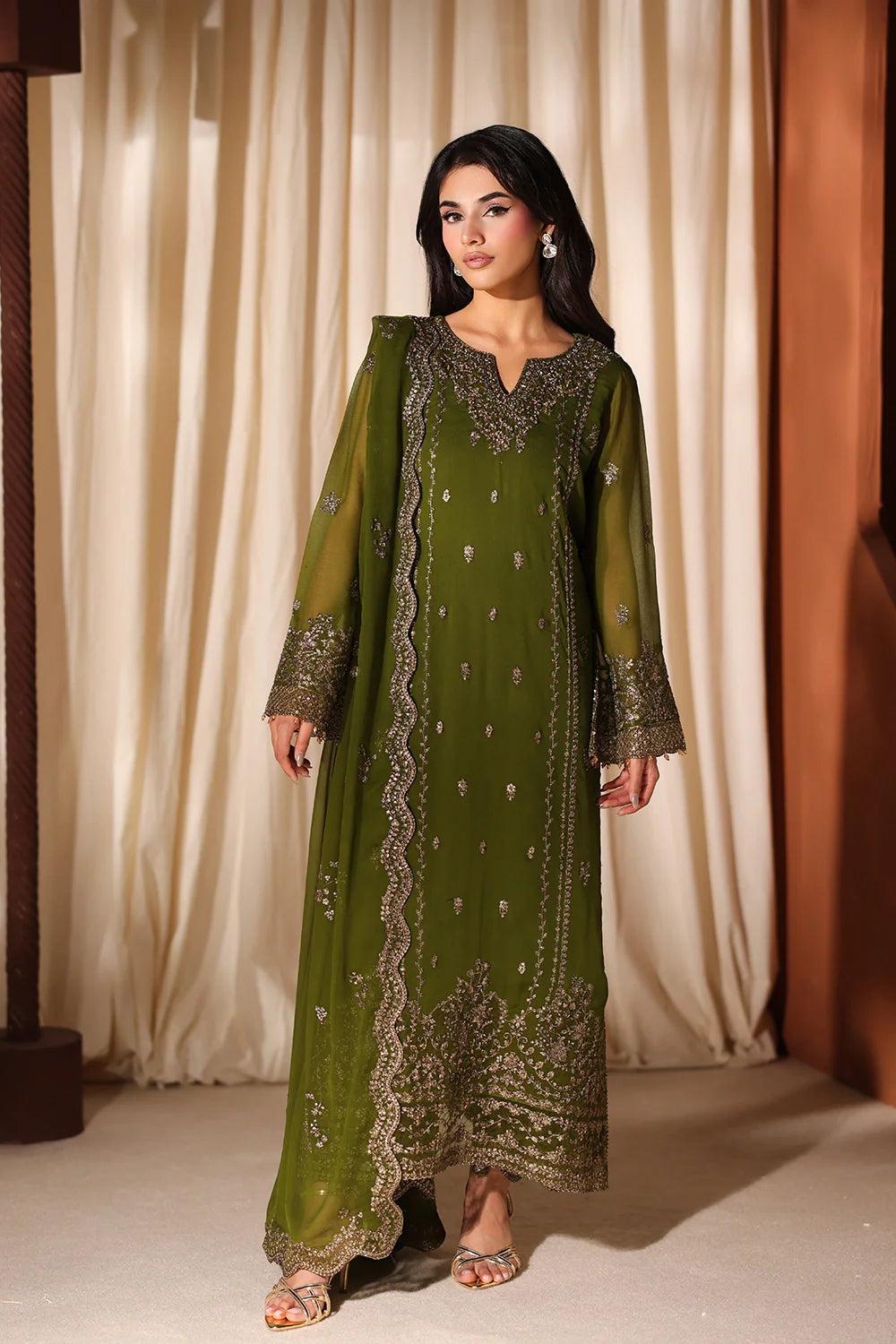 Imperial Olive - Luxury Chiffon Pakistani Suit - Pre-Order - View 11