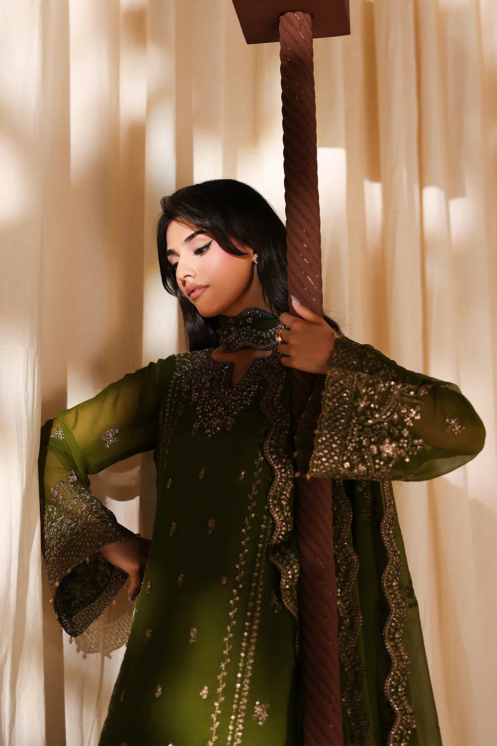 Imperial Olive - Luxury Chiffon Pakistani Suit - Pre-Order - View 7