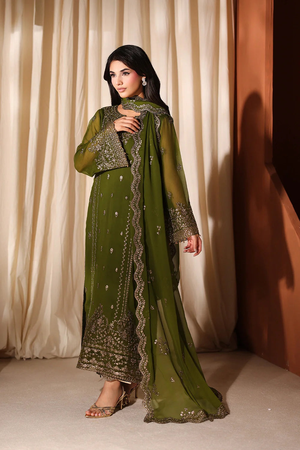Imperial Olive - Luxury Chiffon Pakistani Suit - Pre-Order - View 2