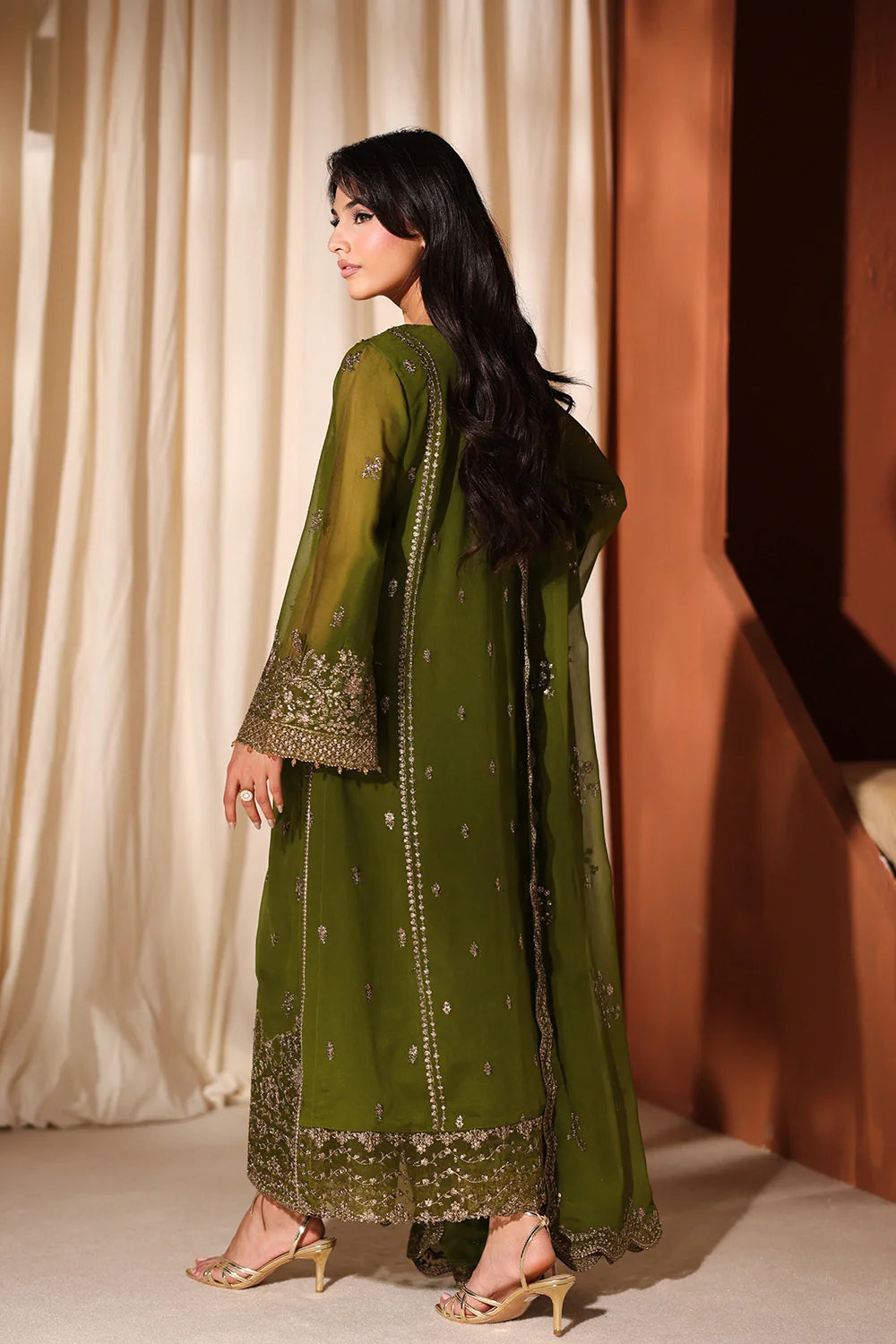 Imperial Olive - Luxury Chiffon Pakistani Suit - Pre-Order - View 8