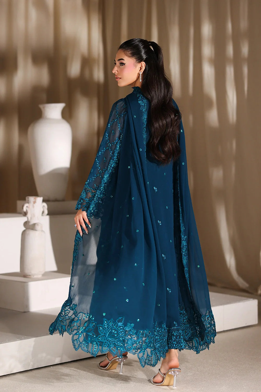 Majestic Teal - Luxury Chiffon Pakistani Suit - Pre-Order - View 2