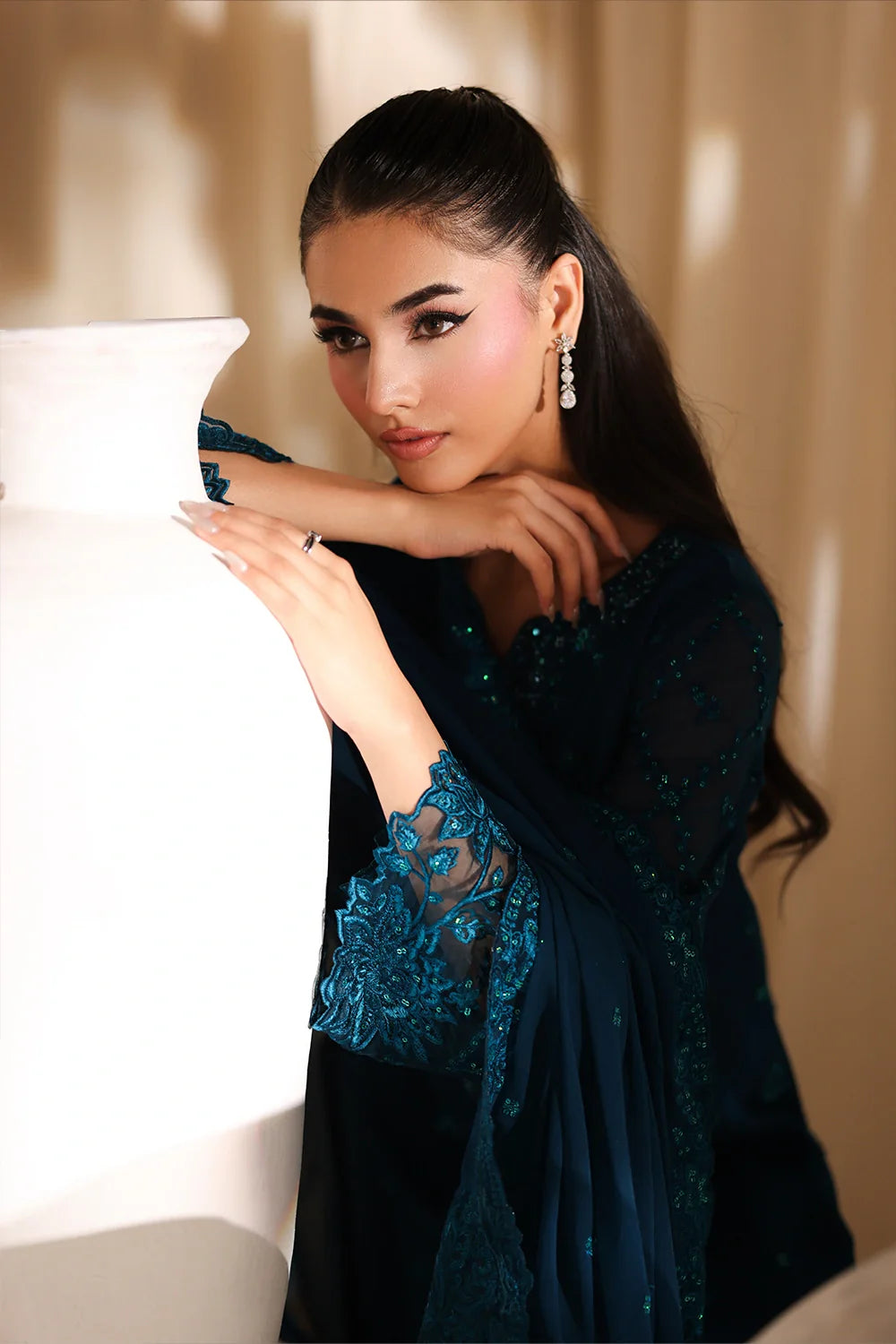 Majestic Teal - Luxury Chiffon Pakistani Suit - Pre-Order - View 6