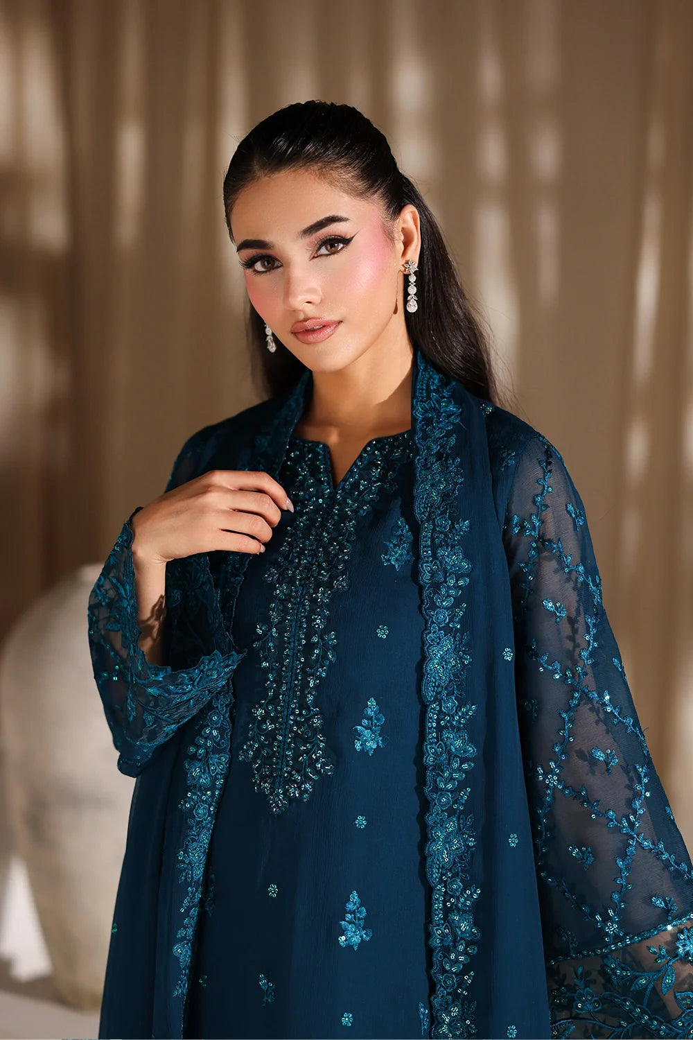 Majestic Teal - Luxury Chiffon Pakistani Suit - Pre-Order - View 8