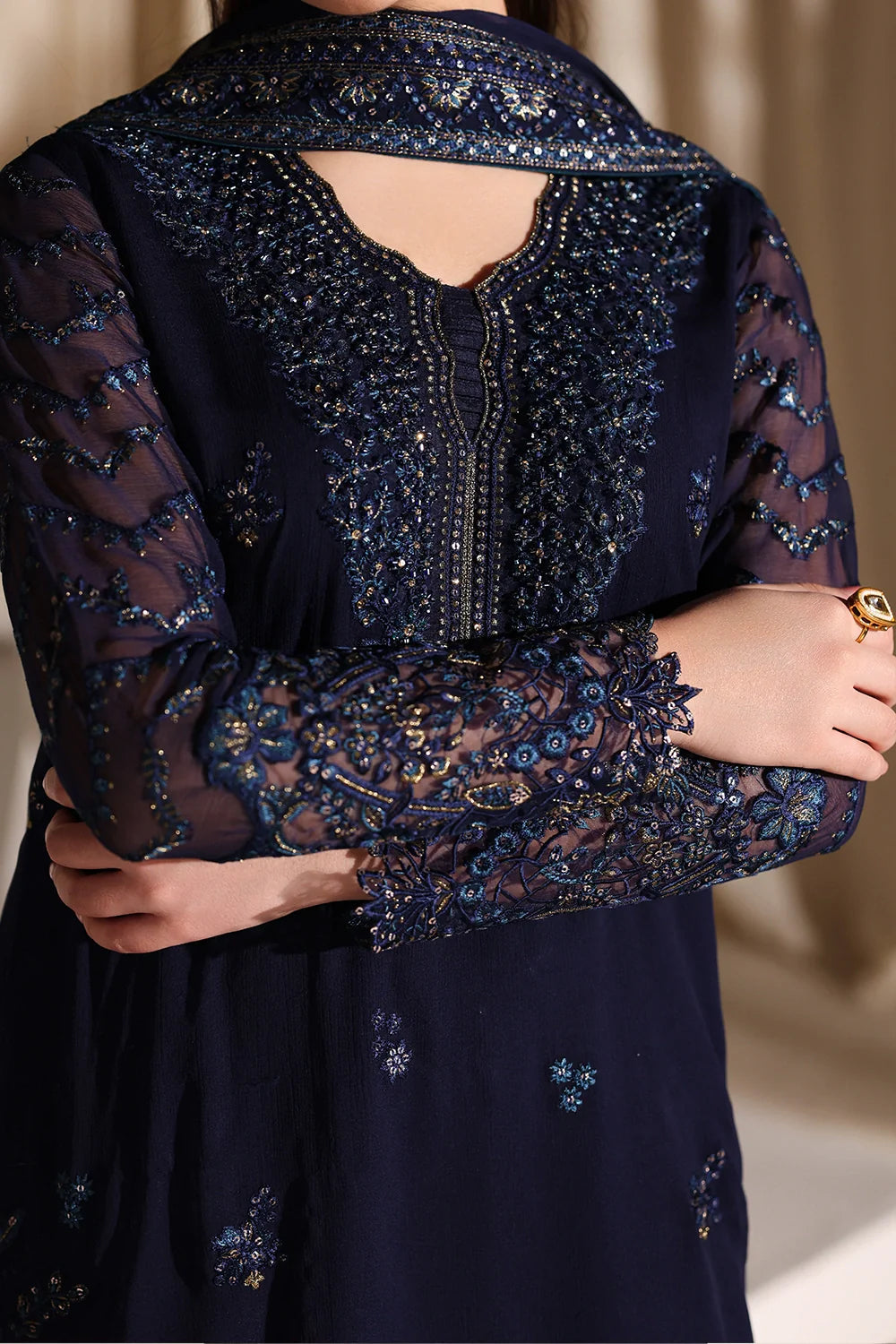 Nova Night - Luxury Chiffon Pakistani Suit - Pre-Order - View 7