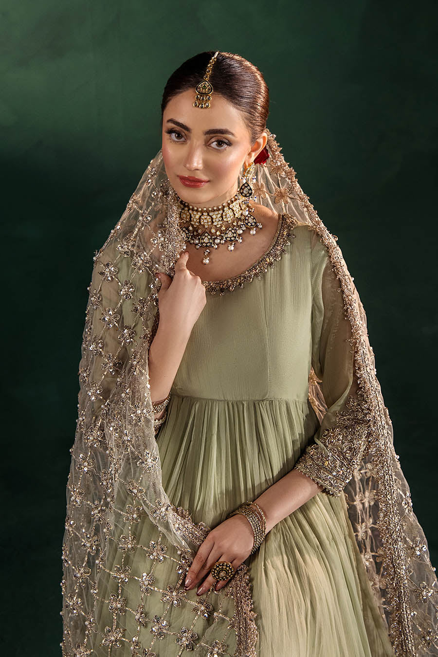P-307 (Olive) - Luxury Pakistani Suit - View 2