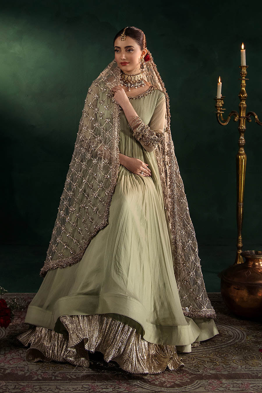 P-307 (Olive) - Luxury Pakistani Suit - View 3