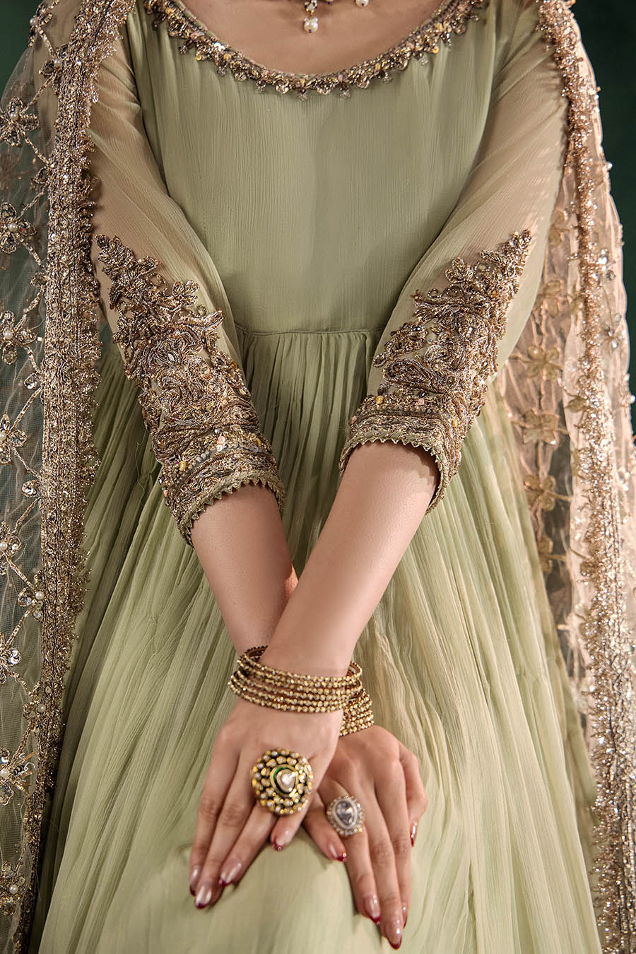 P-307 (Olive) - Luxury Pakistani Suit - View 4