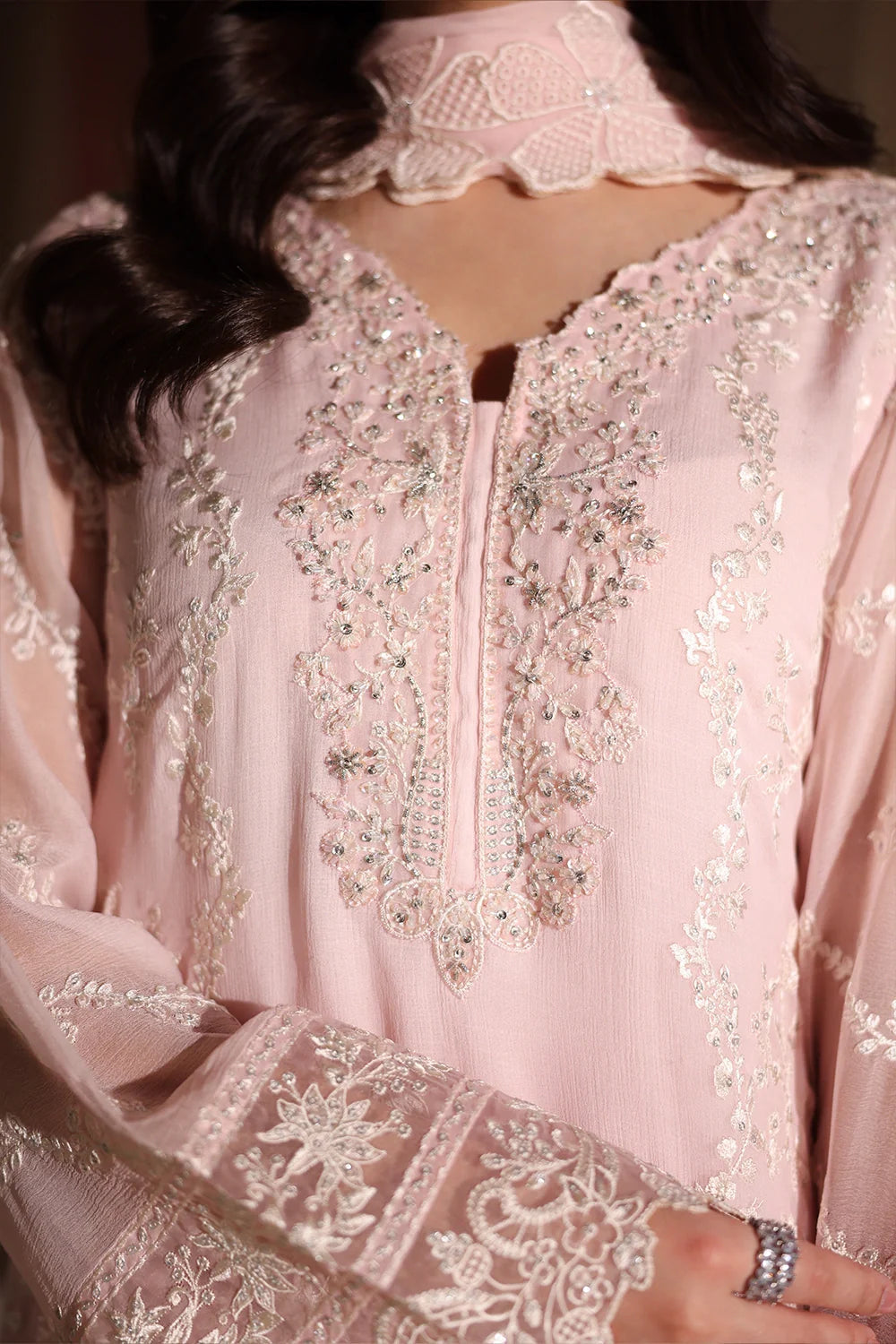 Twirling Tulip - Luxury Chiffon Pakistani Suit - Pre-Order - View 2